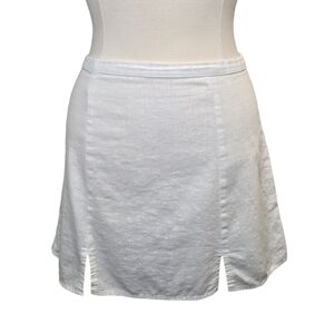American Apparel Women's M White Linen Cotton Mini Skirt with Front Slits